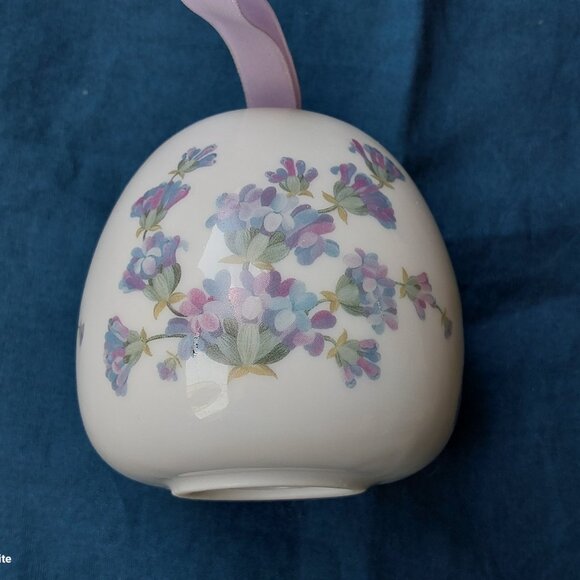 Vintage ceramic potpourri holder pomander white with purple flowers 1970s Japan - Picture 5 of 7